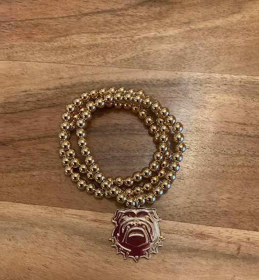 Gold beaded stretch bulldog bracelet