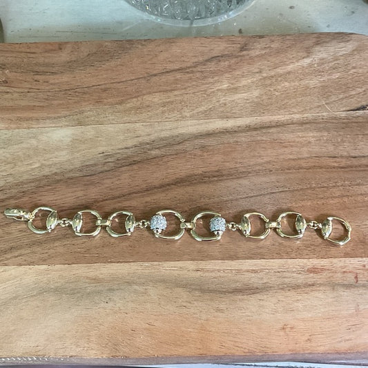 Chic Gold Snaffle bit Bracelet with CZ Highlights