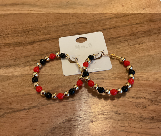 Red and black hoop earrings