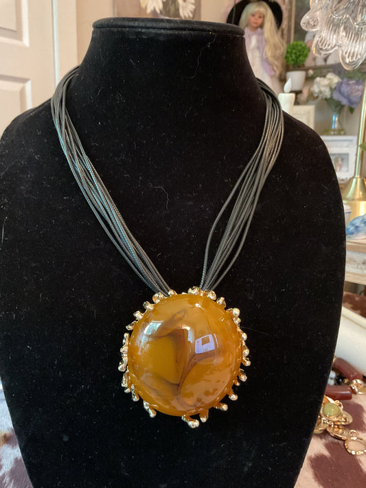 Large orange color, stone pendant necklace