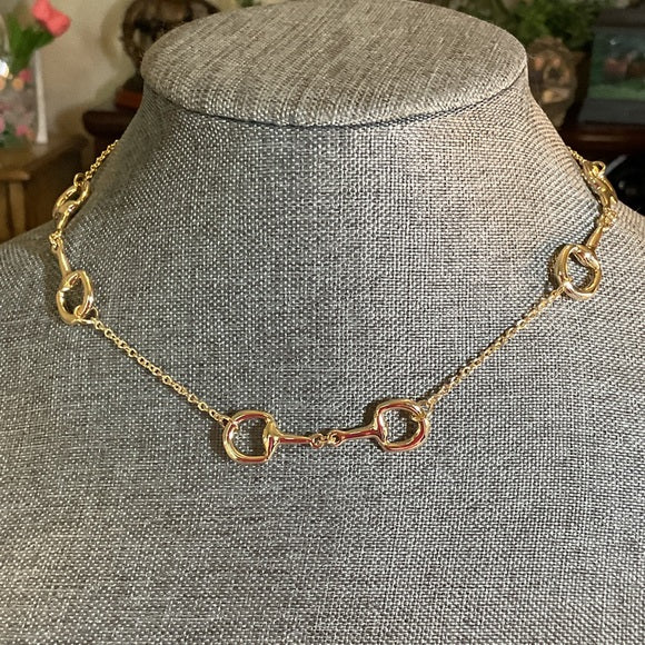 Stylish Gold Snaffle bit Link Necklace