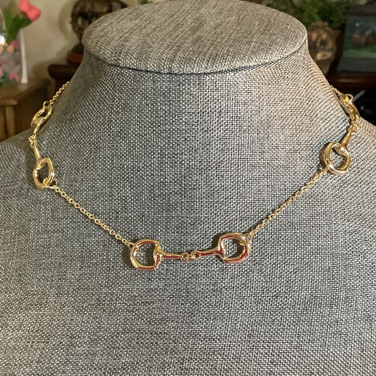 Stylish Gold Snaffle bit Link Necklace
