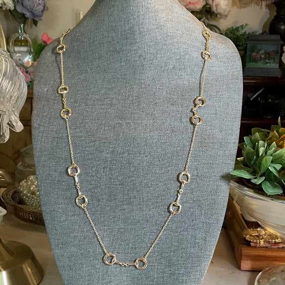 Chic Gold Snaffle bit Link Necklace