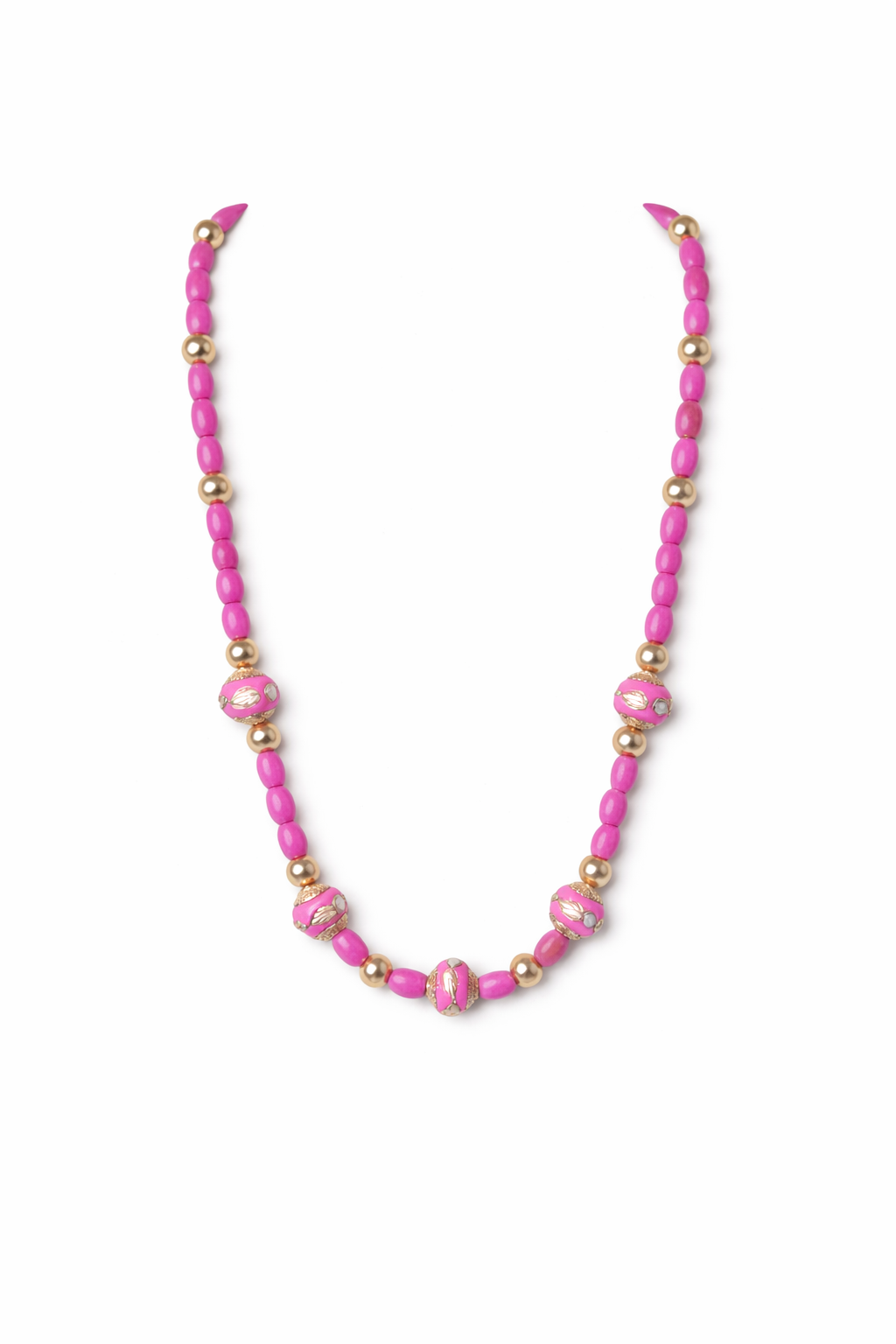 Pink Beaded Statement Necklace | Spring Jewelry | Gold Accent Necklace | Cloisonné Bead Necklace | Easter Jewelry | Southern Glitz Handmade