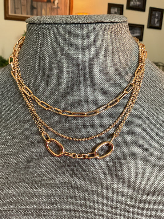 Multi layer gold chain necklace