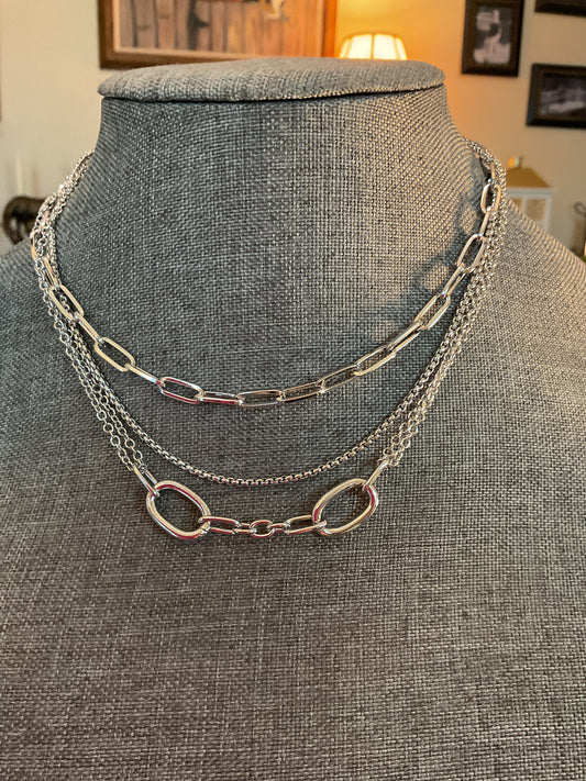 Silver chain multi layer necklace